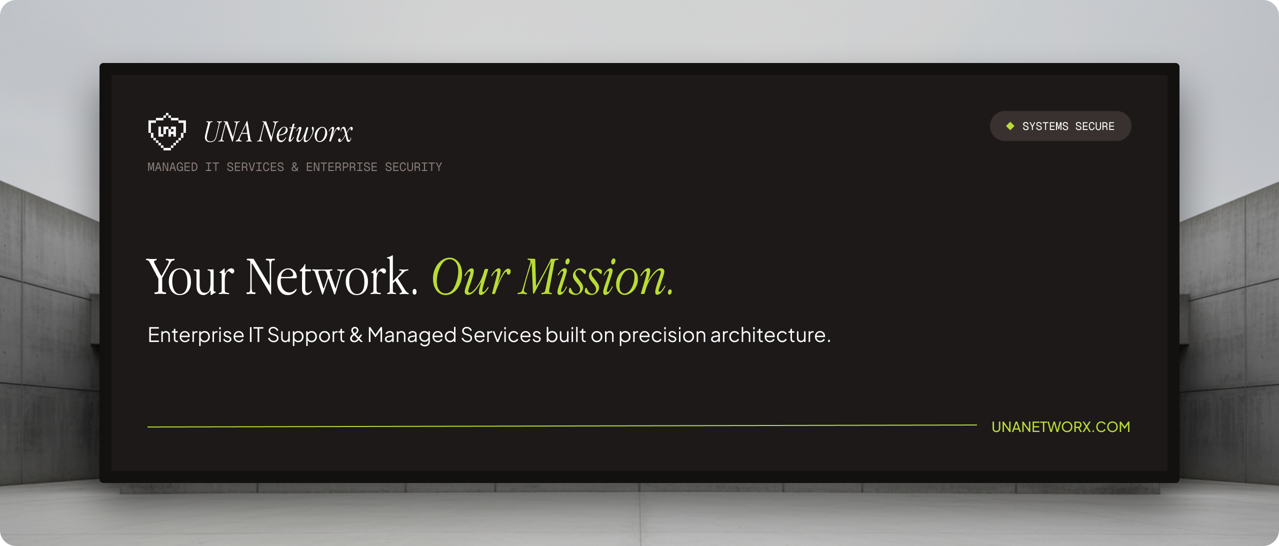 UNA Networx identity on a large-format billboard in a concrete plaza